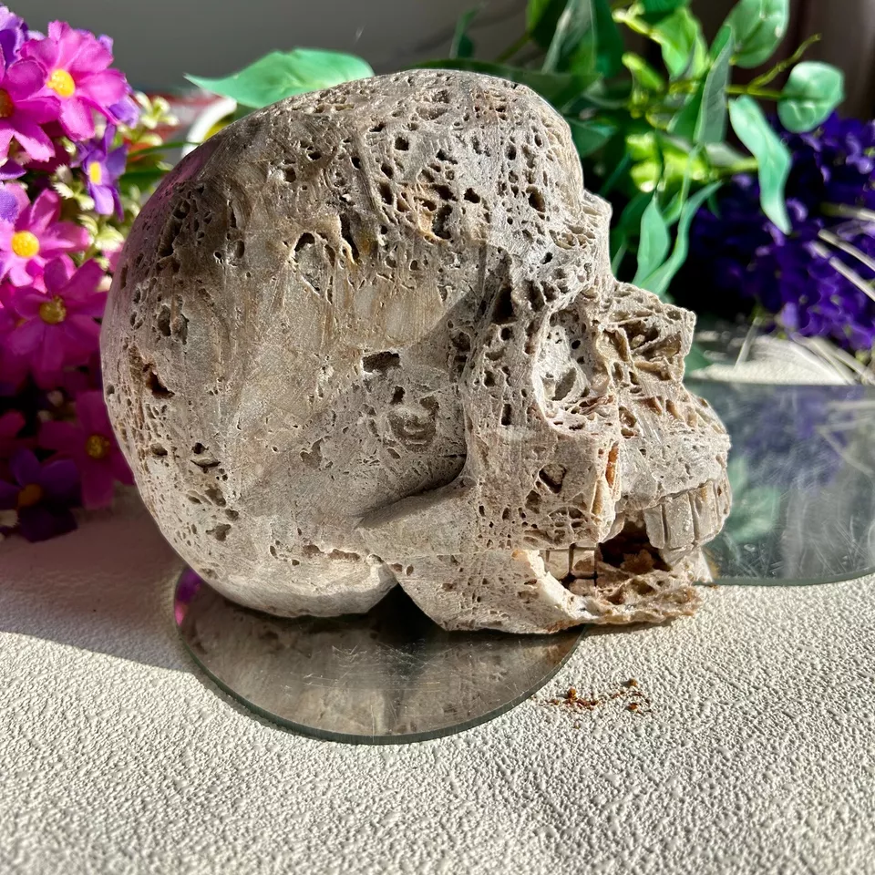 2695g Large Natural sphalerite Quartz Skull carving Mineral specimens display