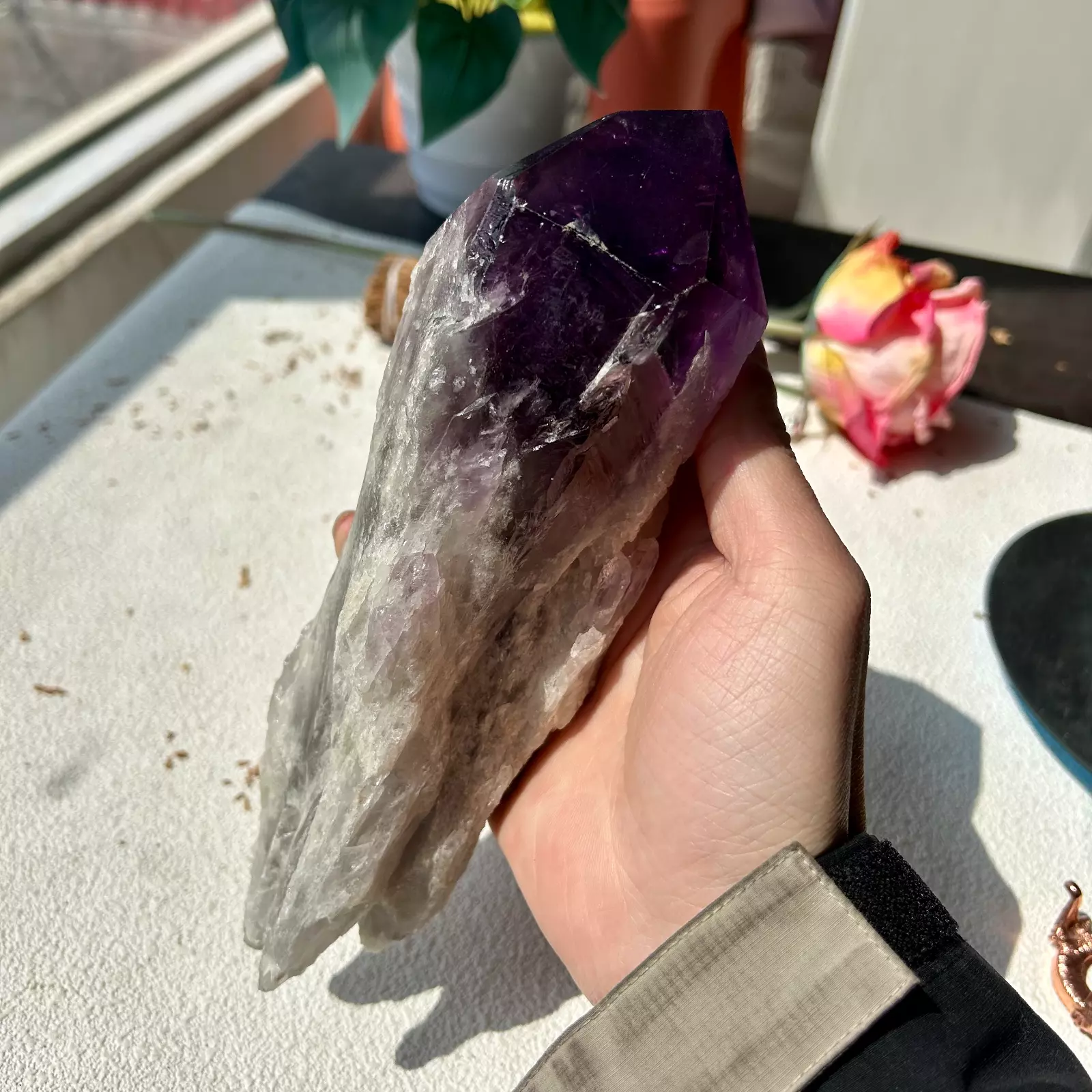 1090g Natural Amethyst ROOT Raw Amethyst Wand Point Healing