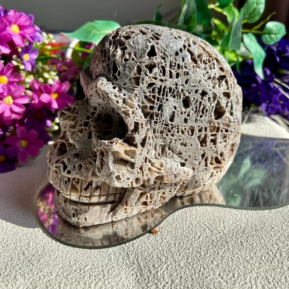2695g Large Natural sphalerite Quartz Skull carving Mineral specimens display