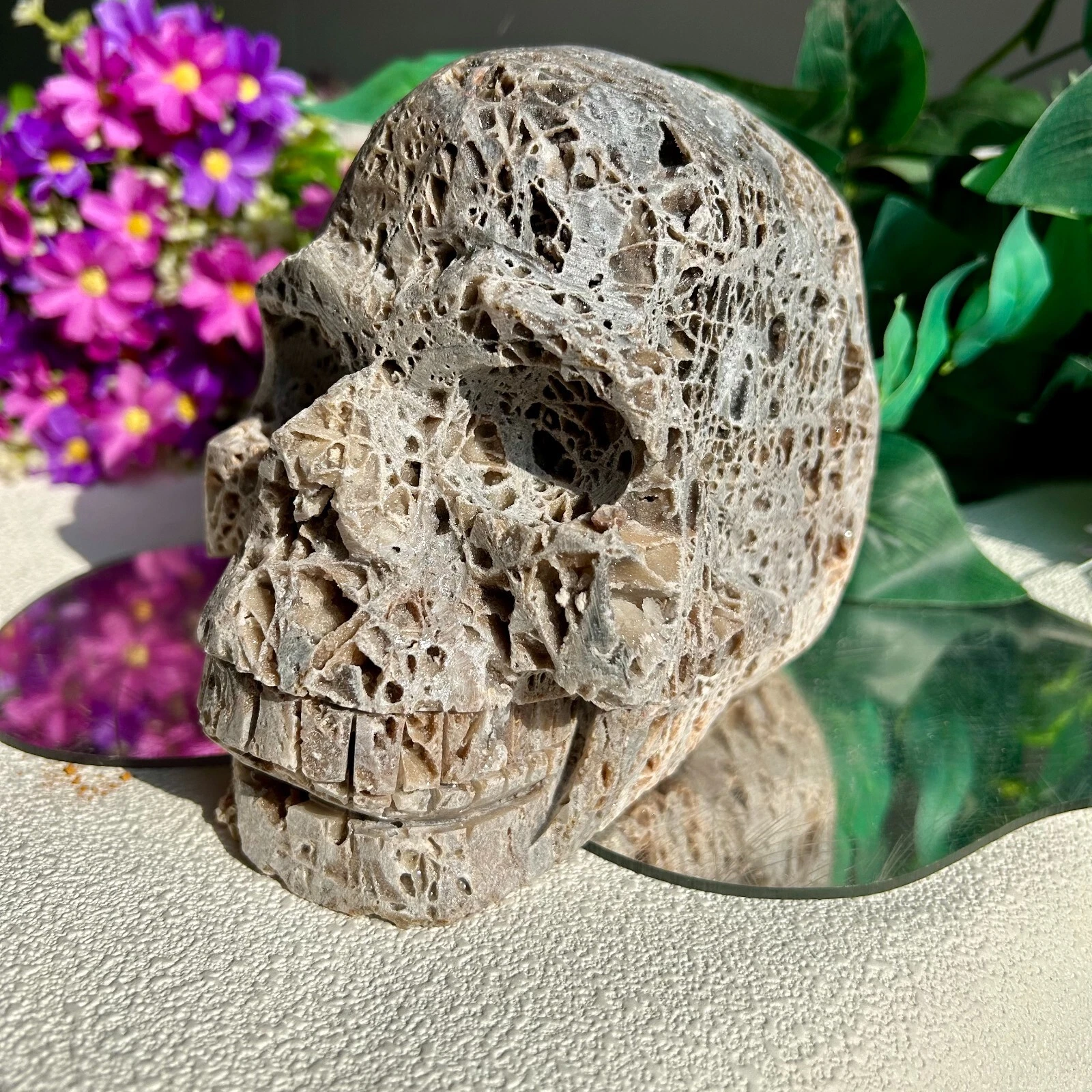 2695g Large Natural sphalerite Quartz Skull carving Mineral specimens display