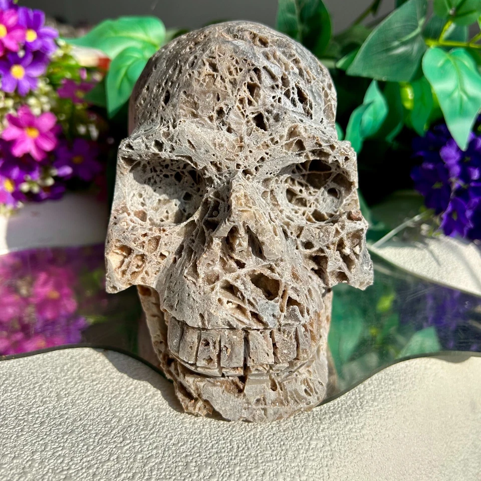 2695g Large Natural sphalerite Quartz Skull carving Mineral specimens display