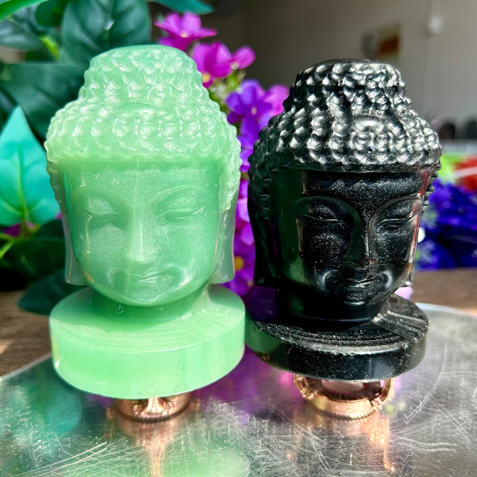 High Quality HandCarved Crystal Buddha Head Figurines Reiki Quartz Crystal Skull