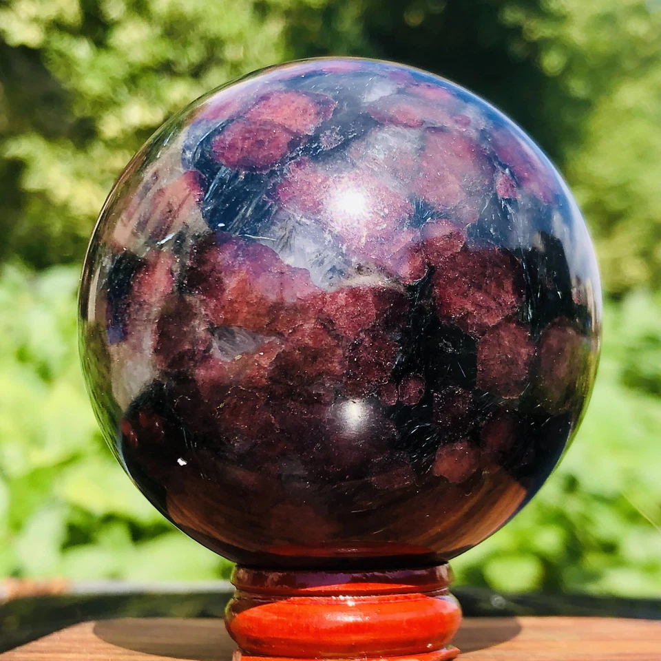 Natural red garnet crystal ball