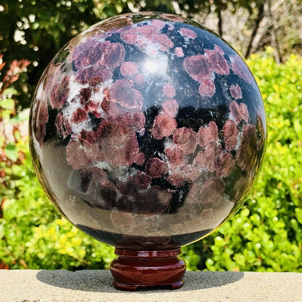 Natural red garnet crystal ball