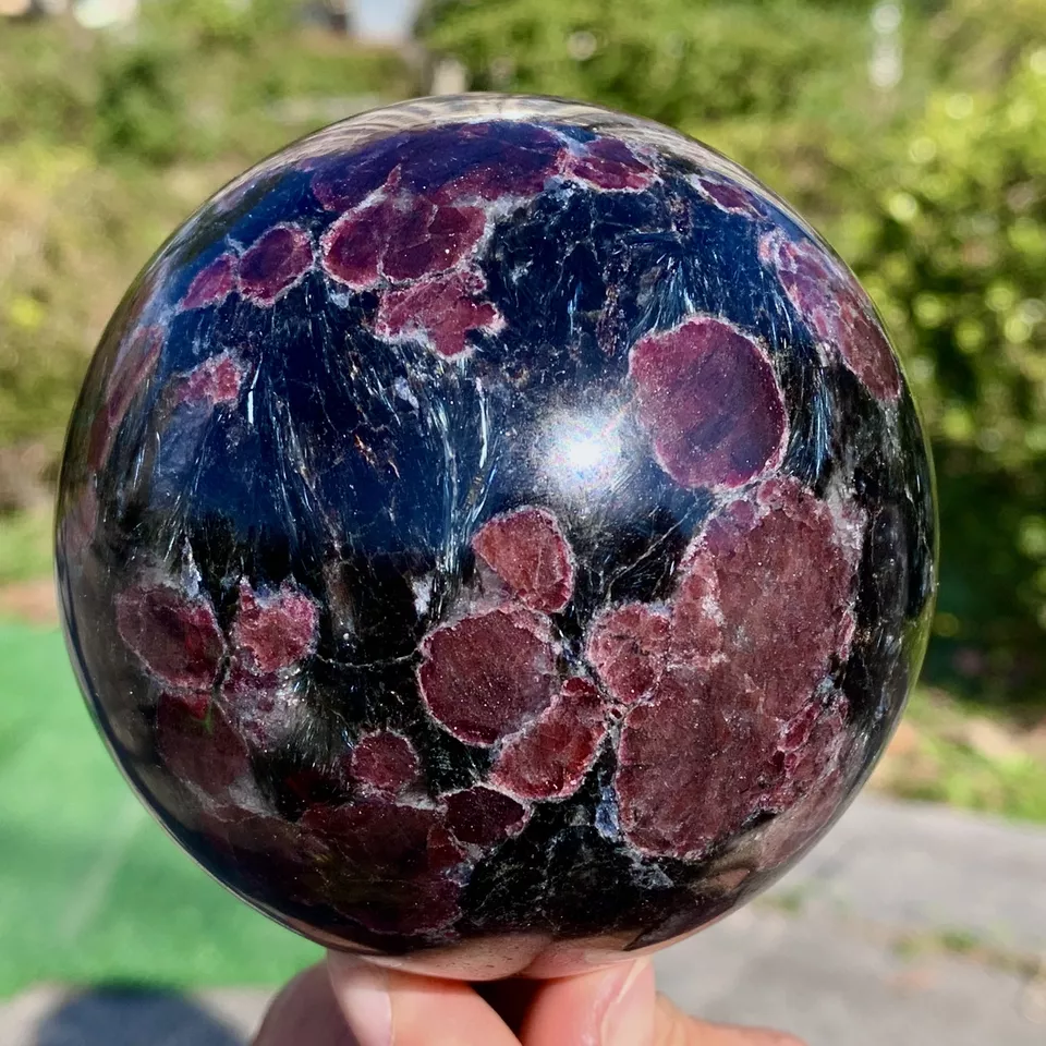 Natural red garnet crystal ball