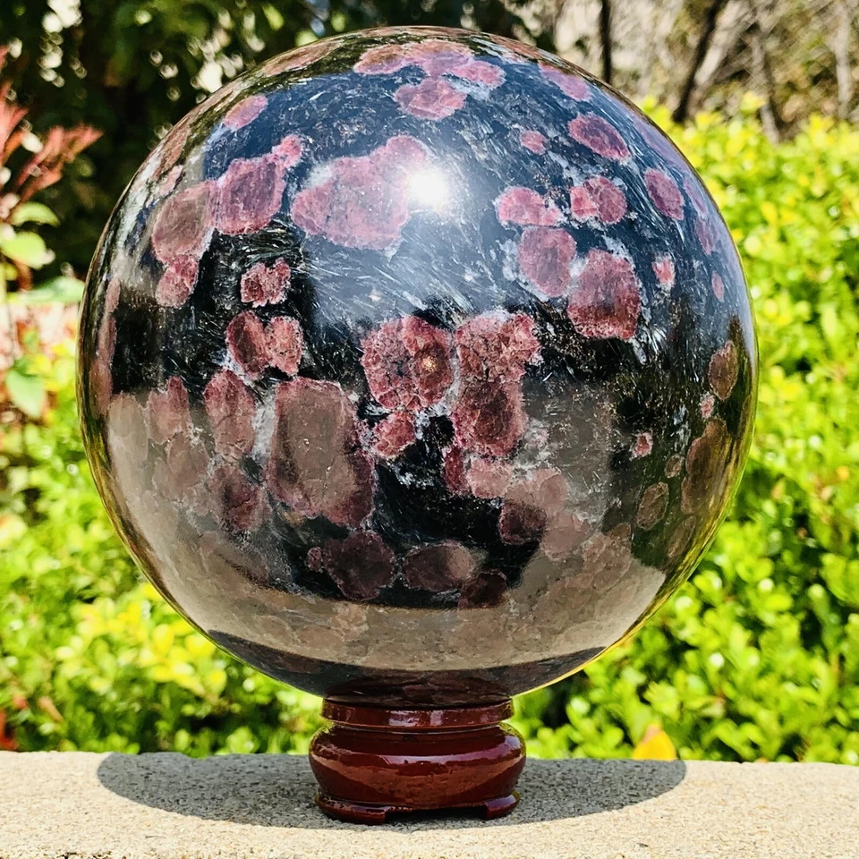 Natural red garnet crystal ball