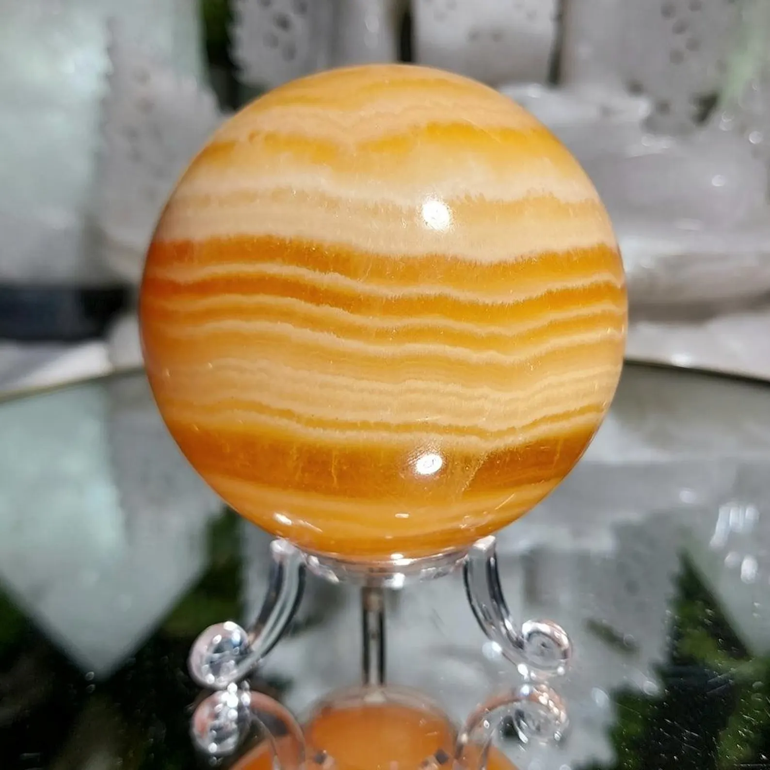 Orange stripe calcite sphere