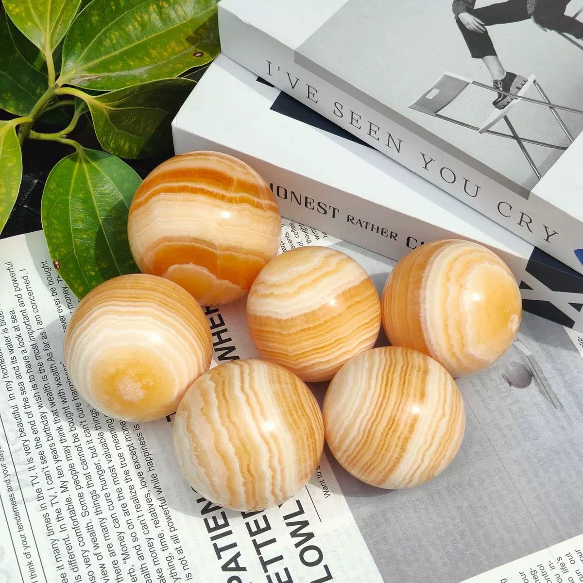 Orange stripe calcite sphere