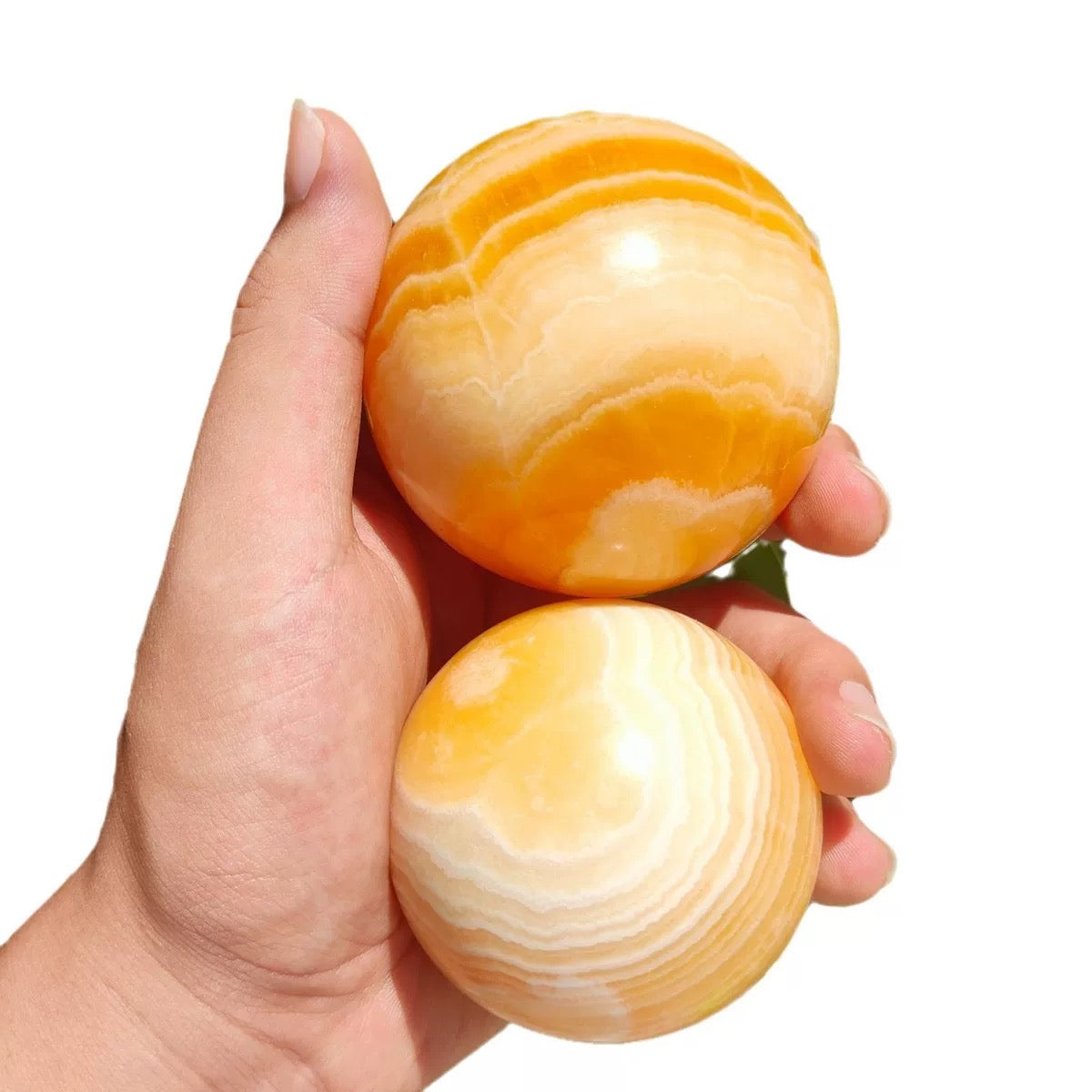 Orange stripe calcite sphere