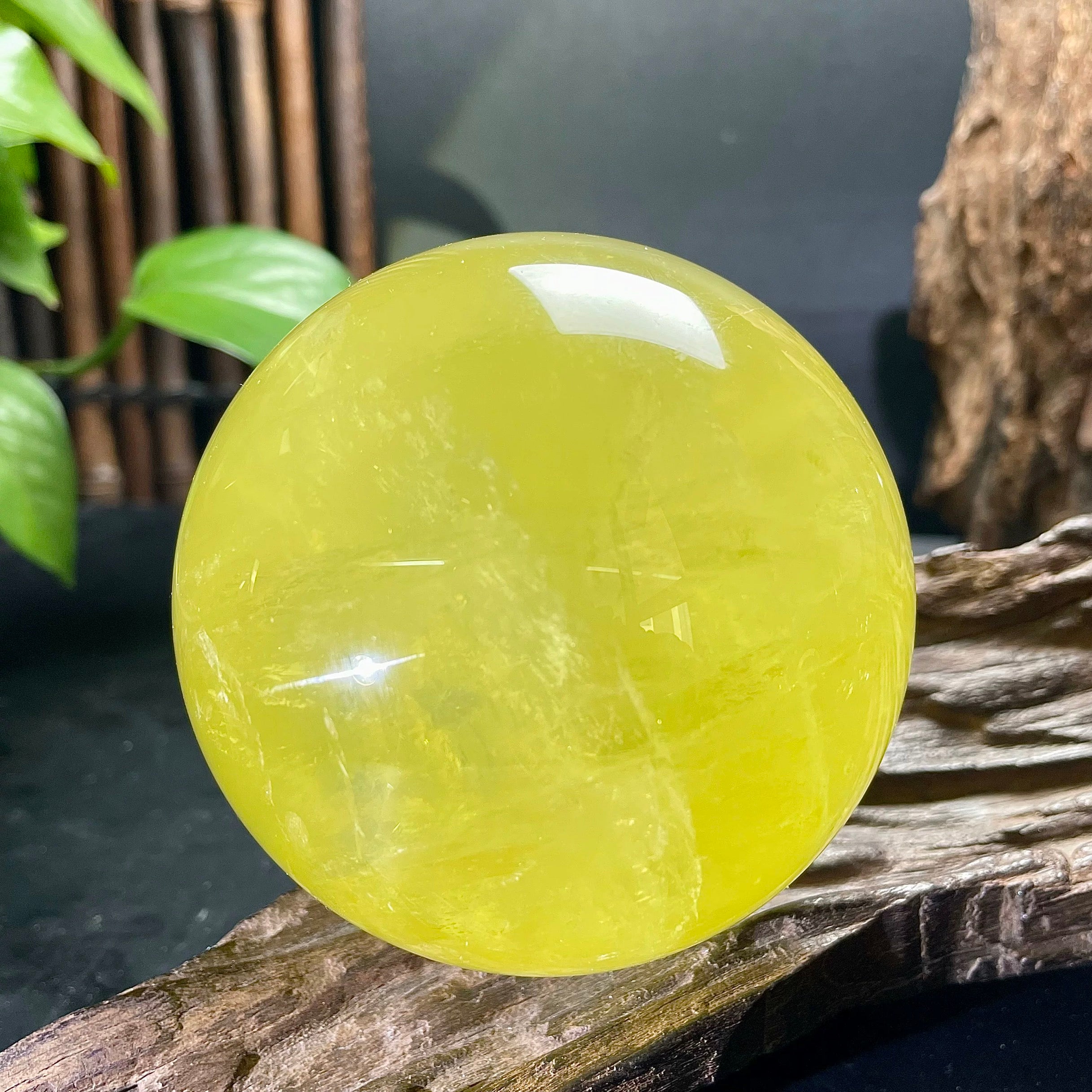 Heated citrine crystal sphere