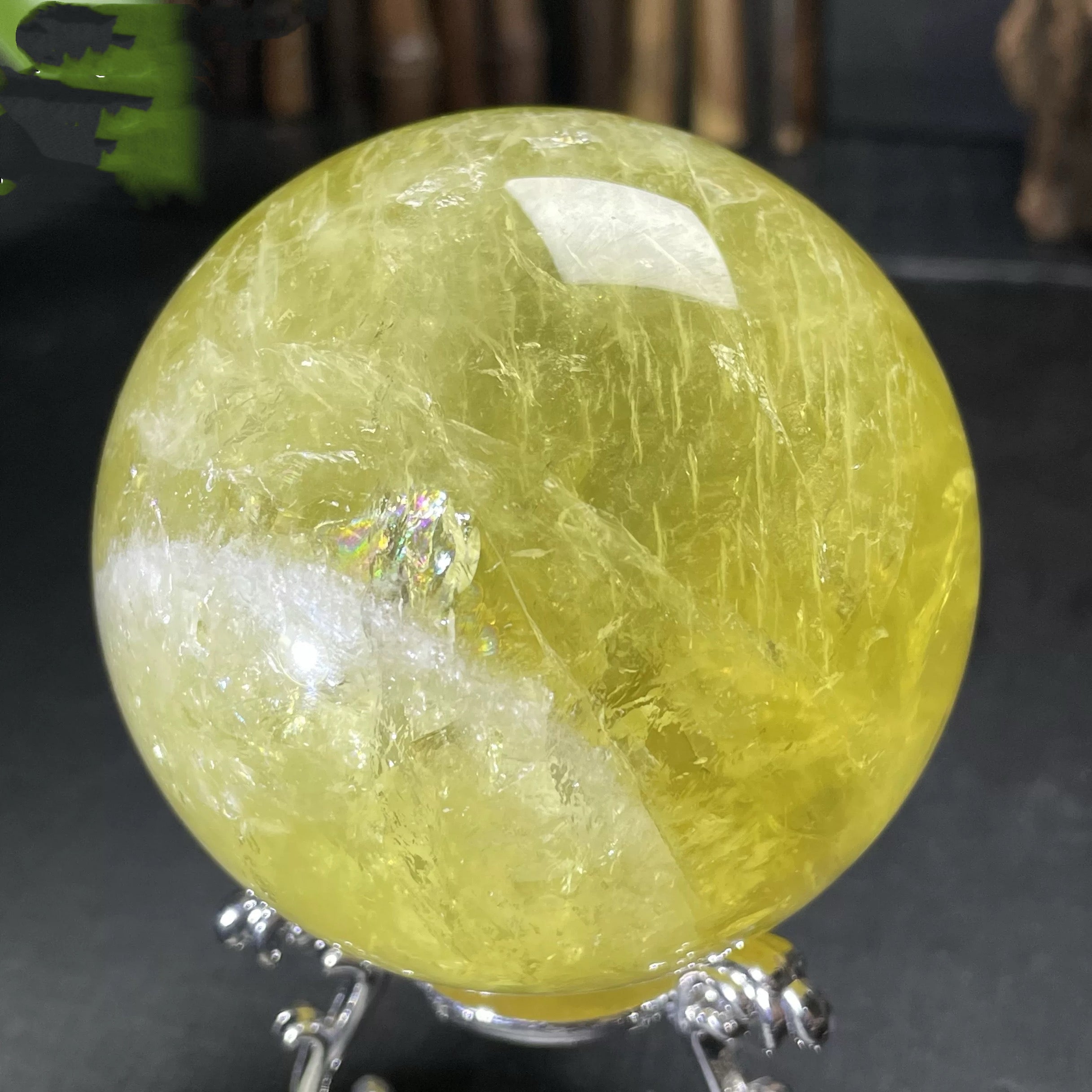 Heated citrine crystal sphere