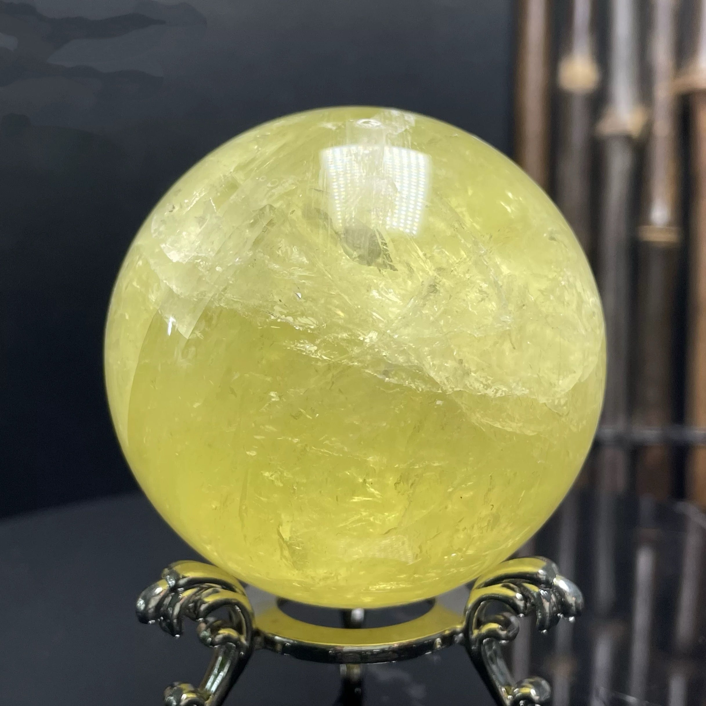 Heated citrine crystal sphere