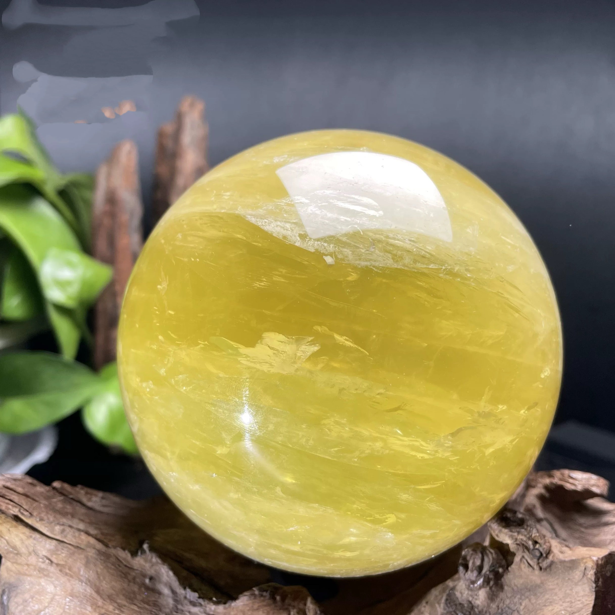 Heated citrine crystal sphere