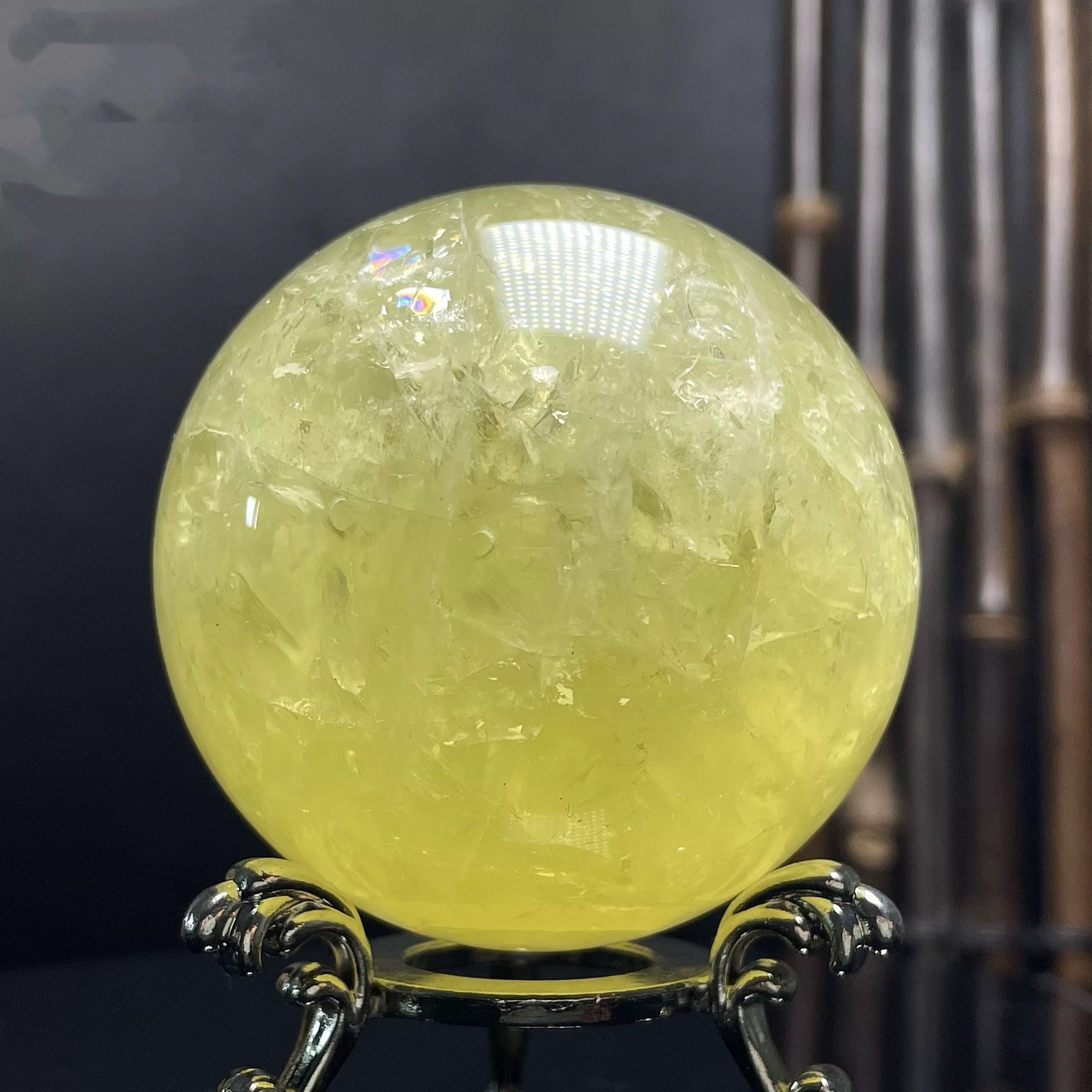 Heated citrine crystal sphere