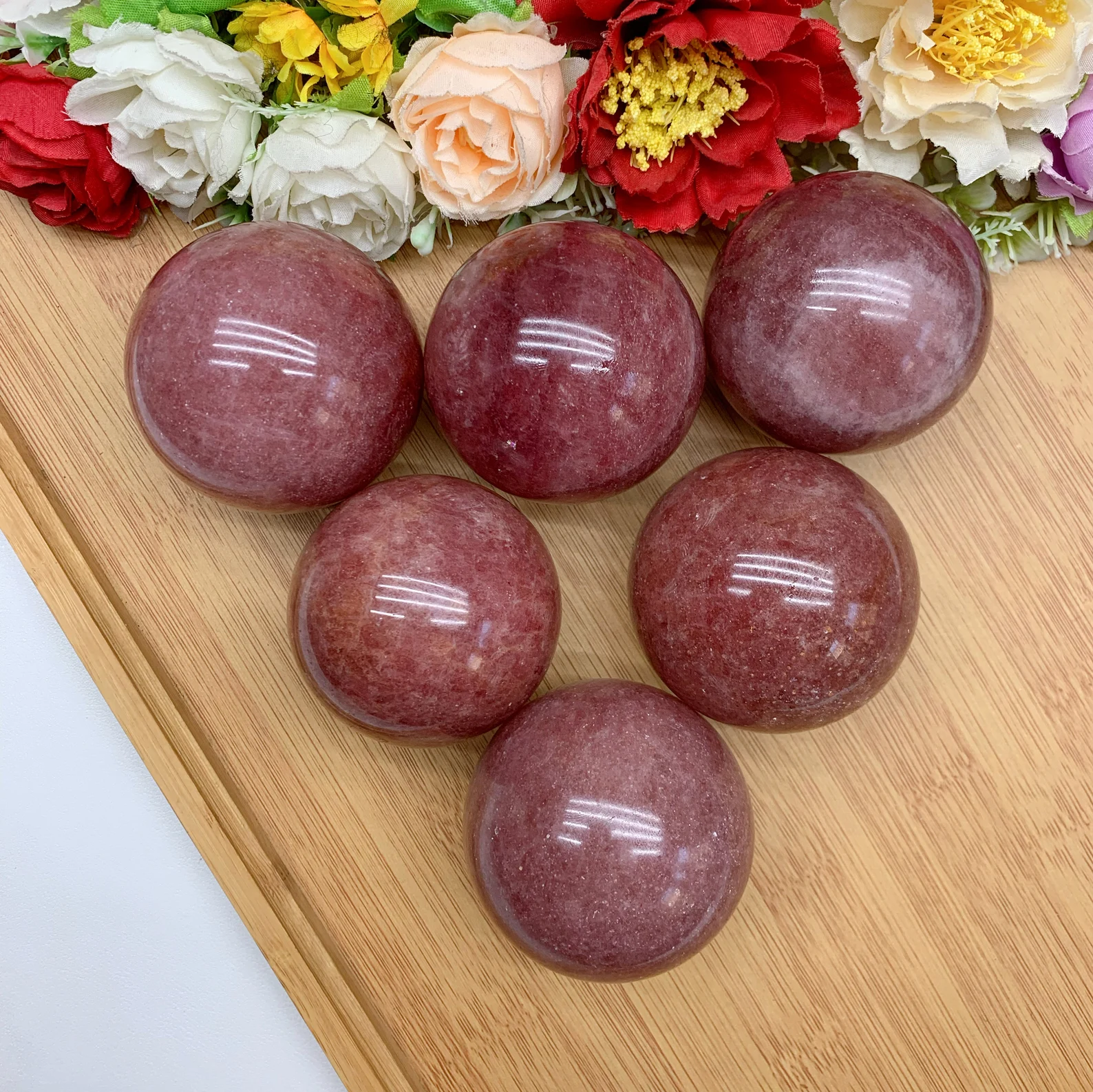 Strawberry quartz crystal sphere