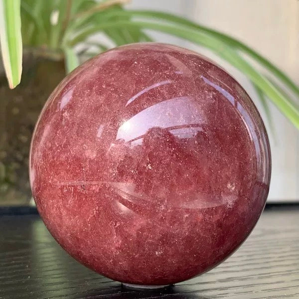 Strawberry quartz crystal sphere