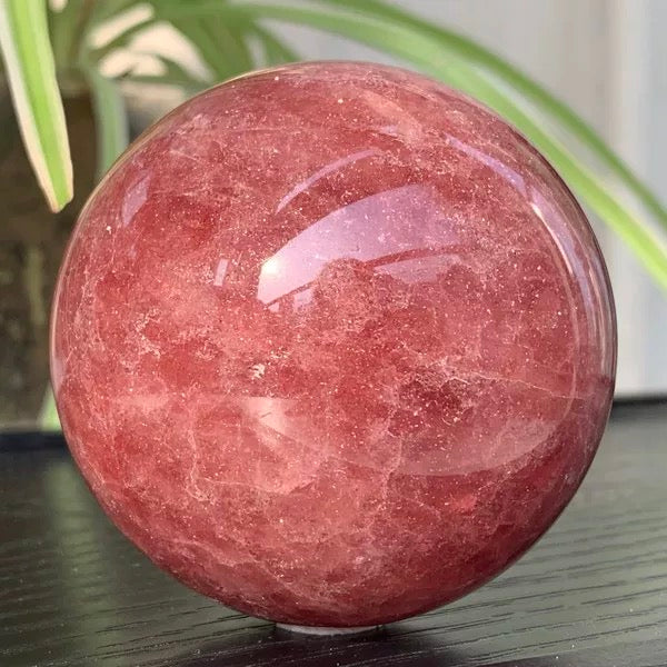 Strawberry quartz crystal sphere
