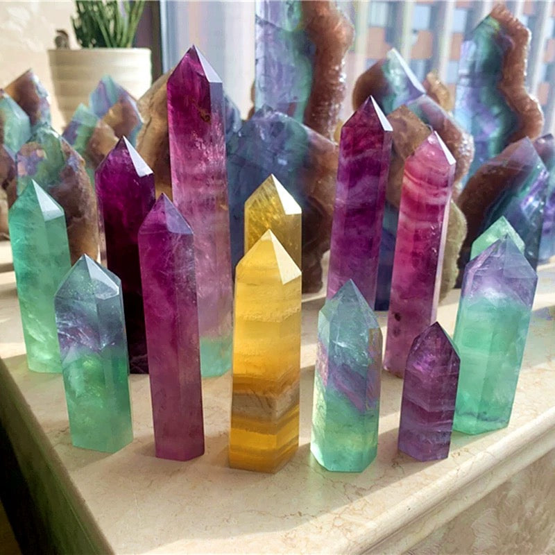 Rainbow fluorite tower 80$/kg