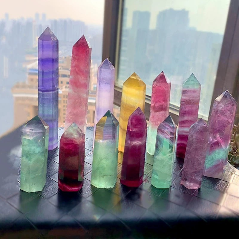 Rainbow fluorite tower 80$/kg