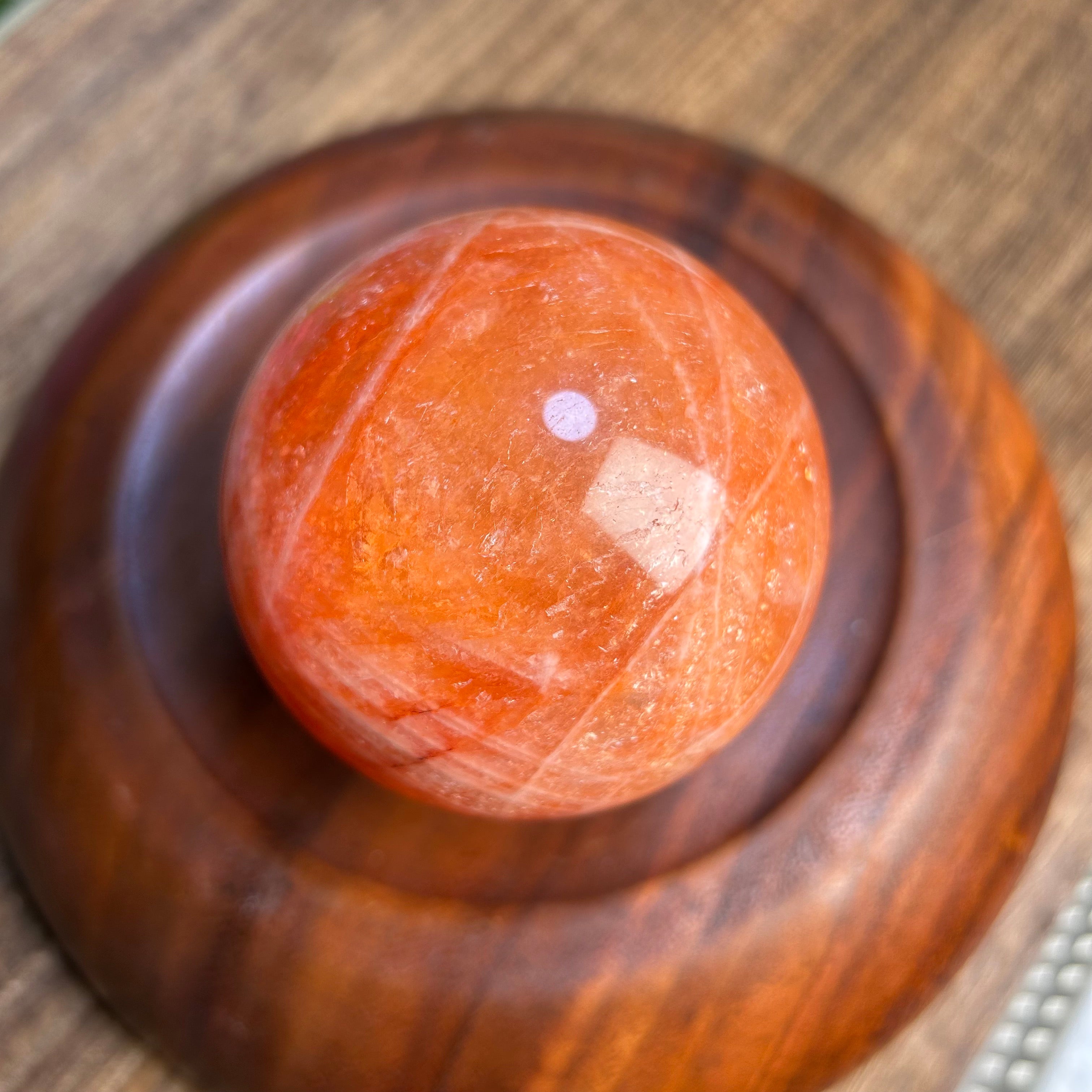 Red fire quartz sphere
