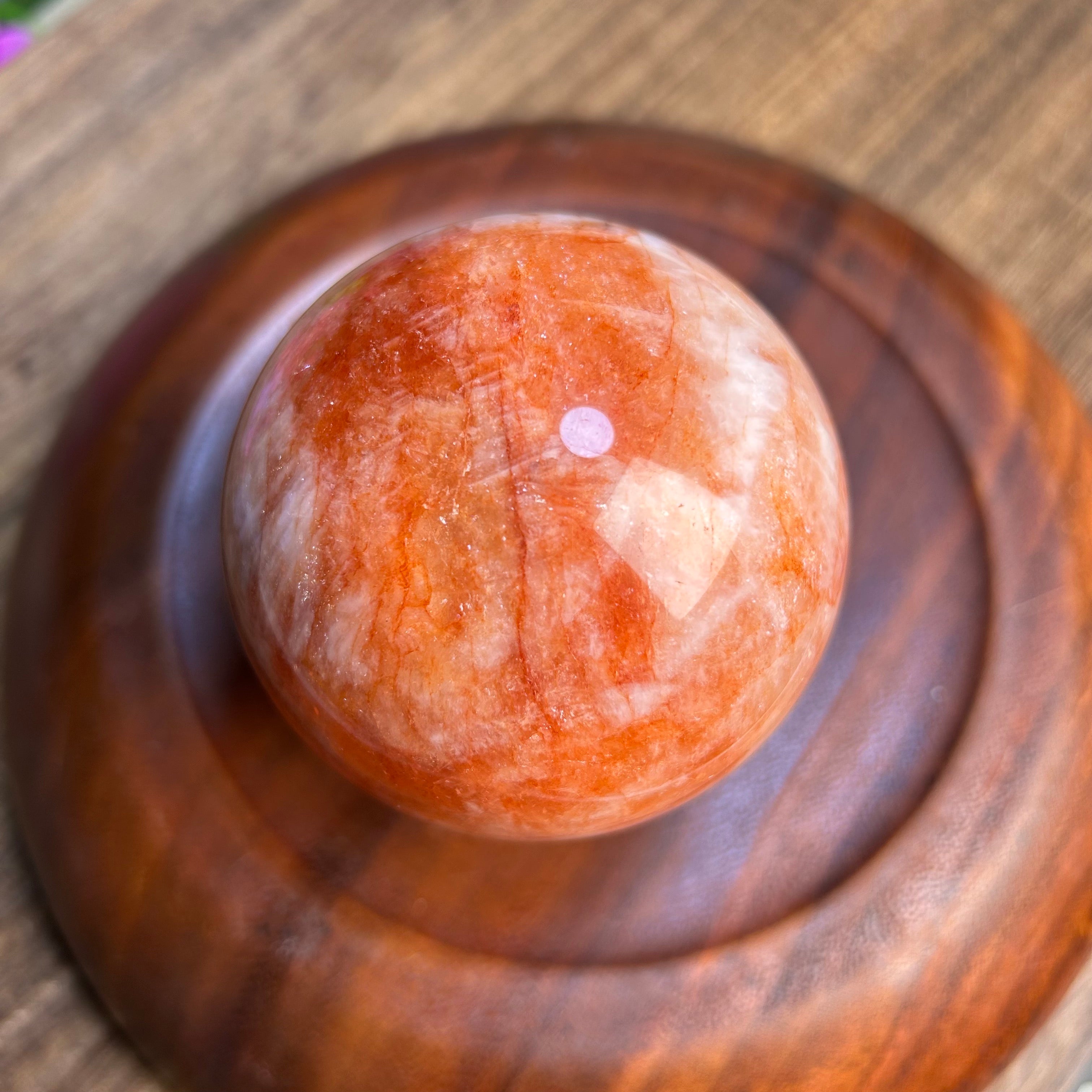 Red fire quartz sphere