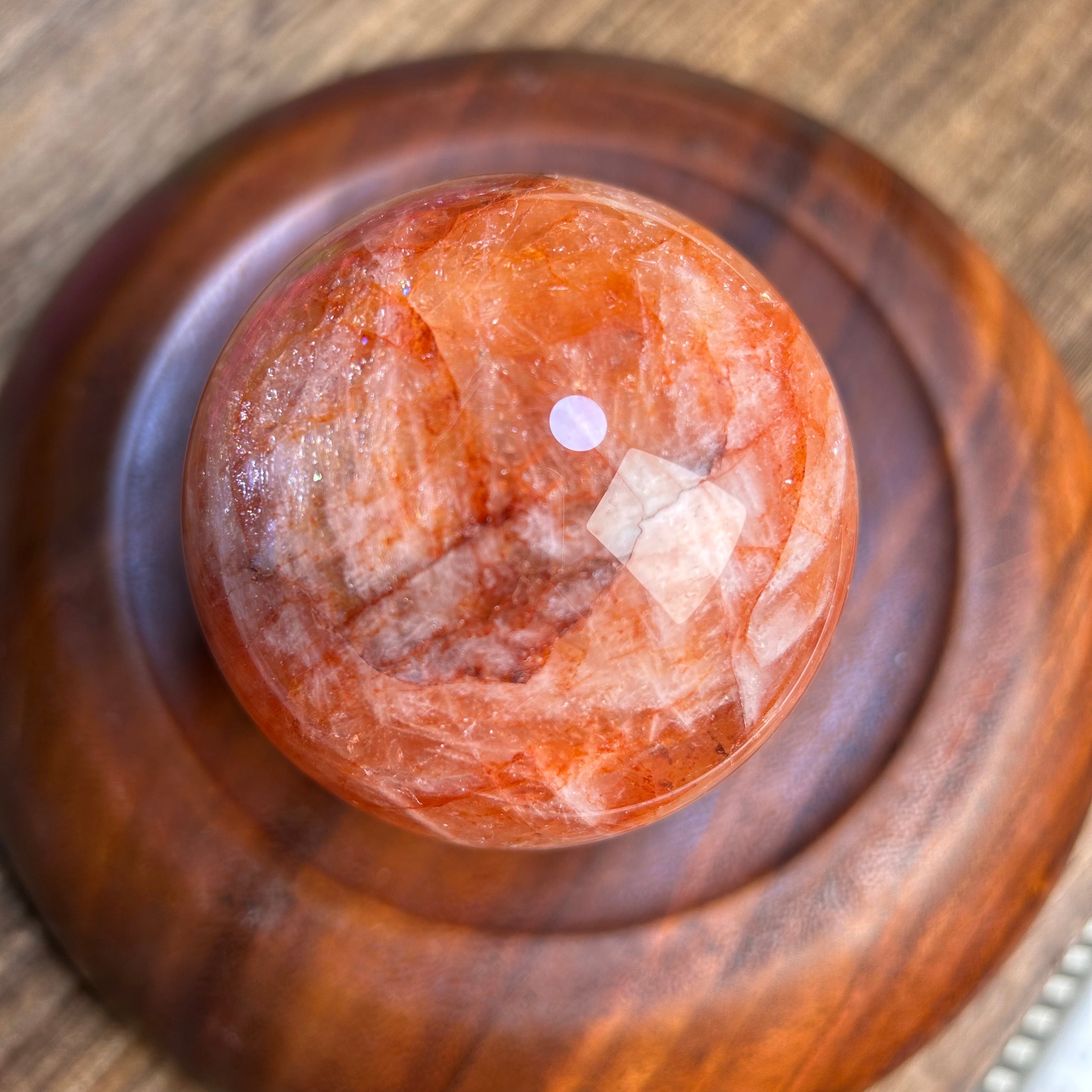 Red fire quartz sphere