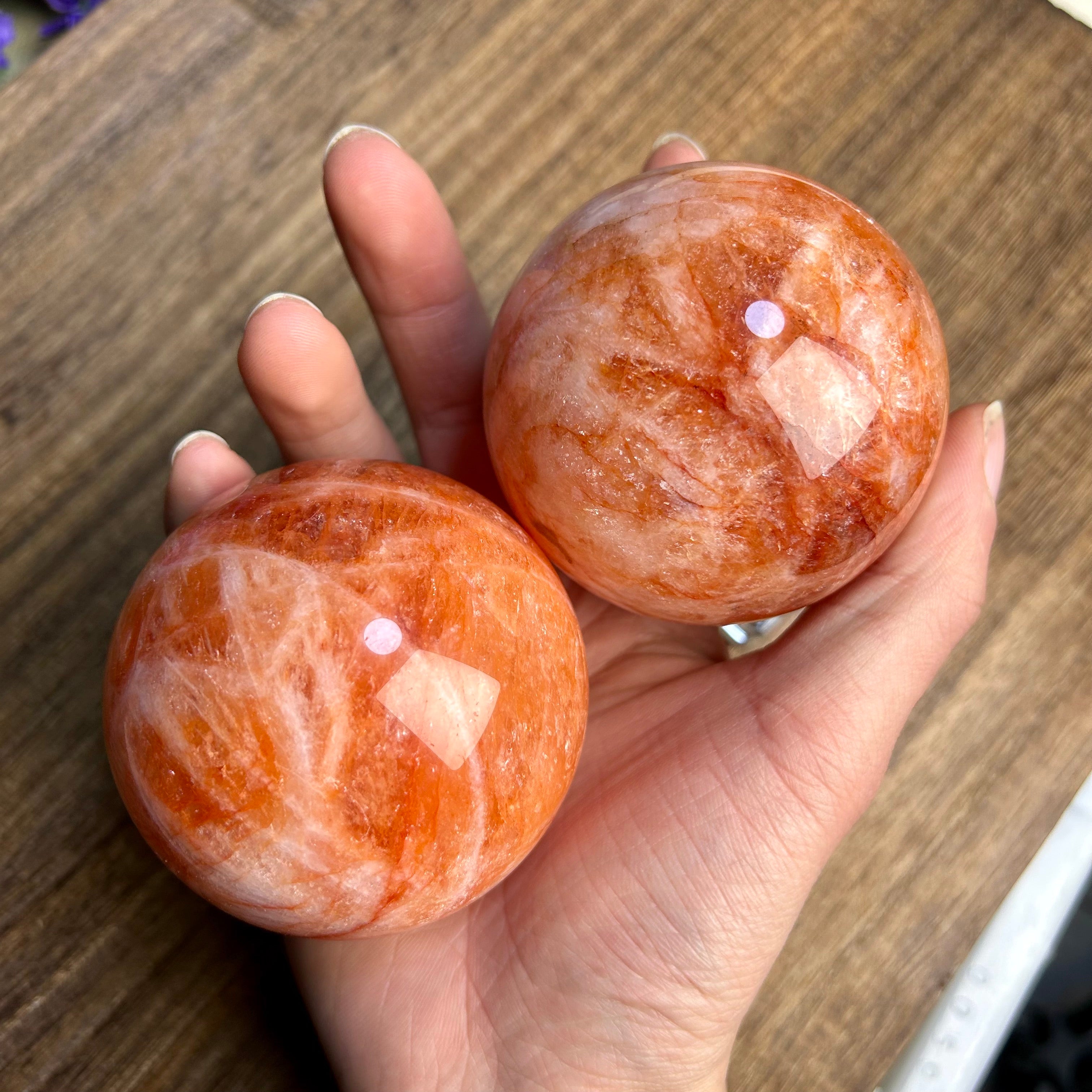 Red fire quartz sphere