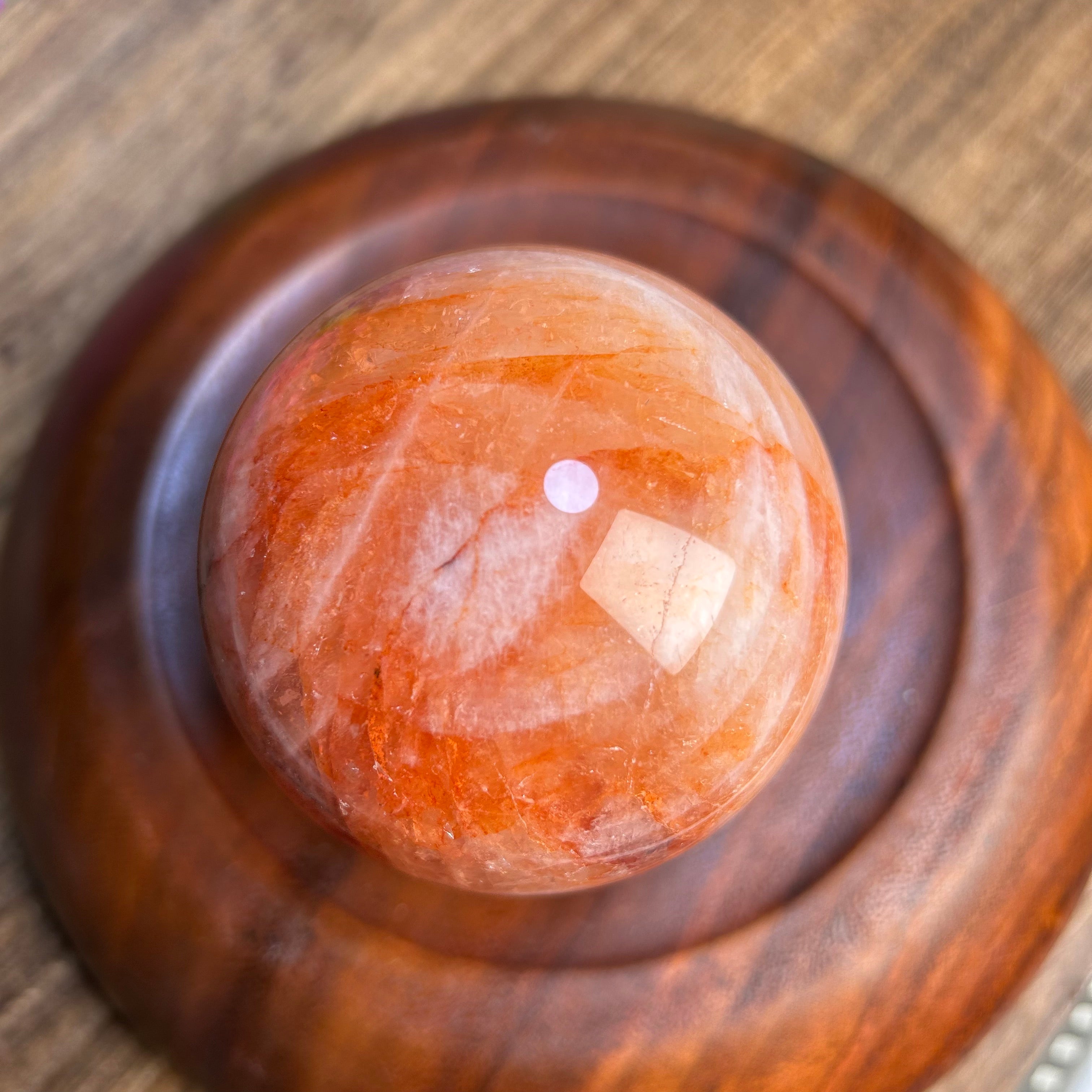 Red fire quartz sphere