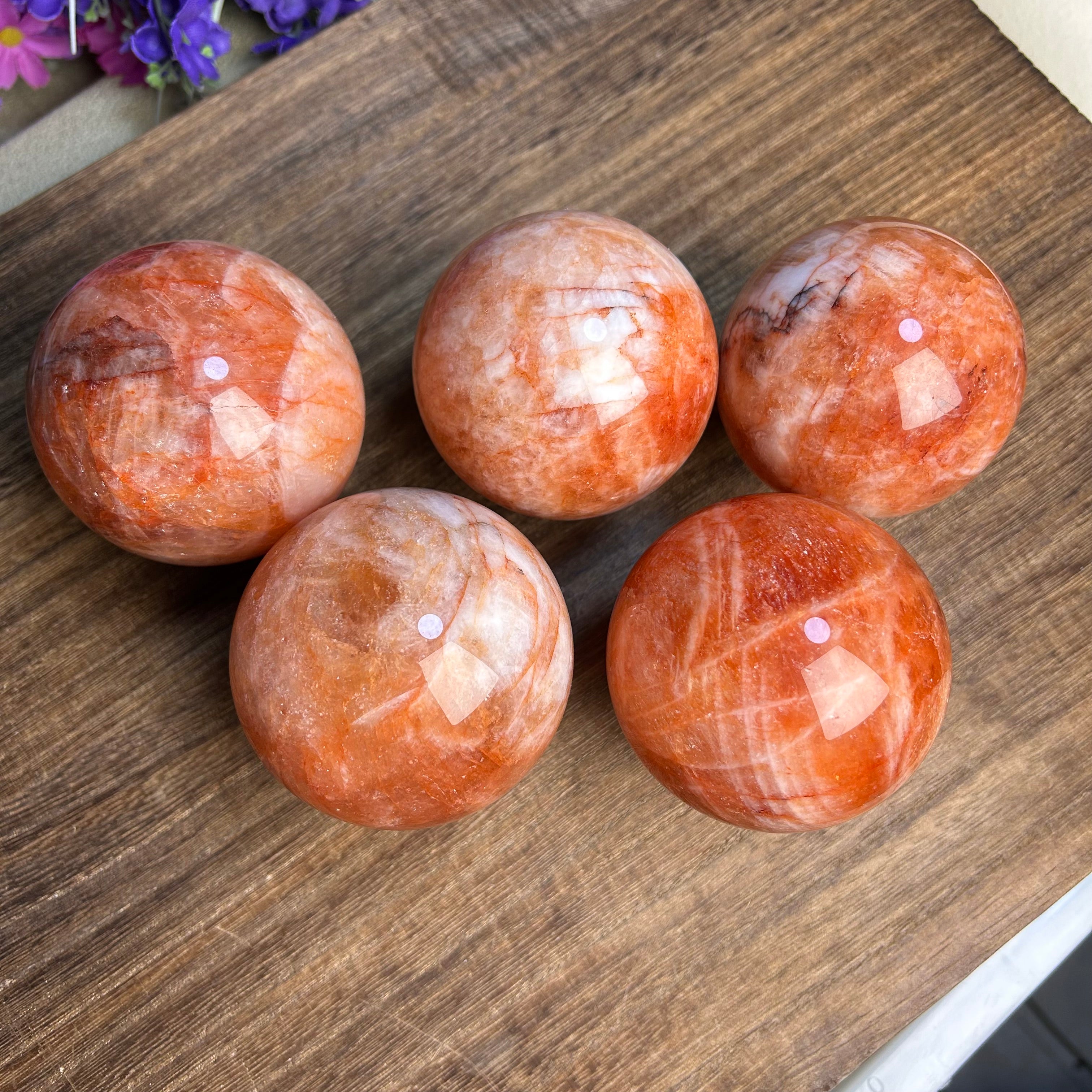 Red fire quartz sphere