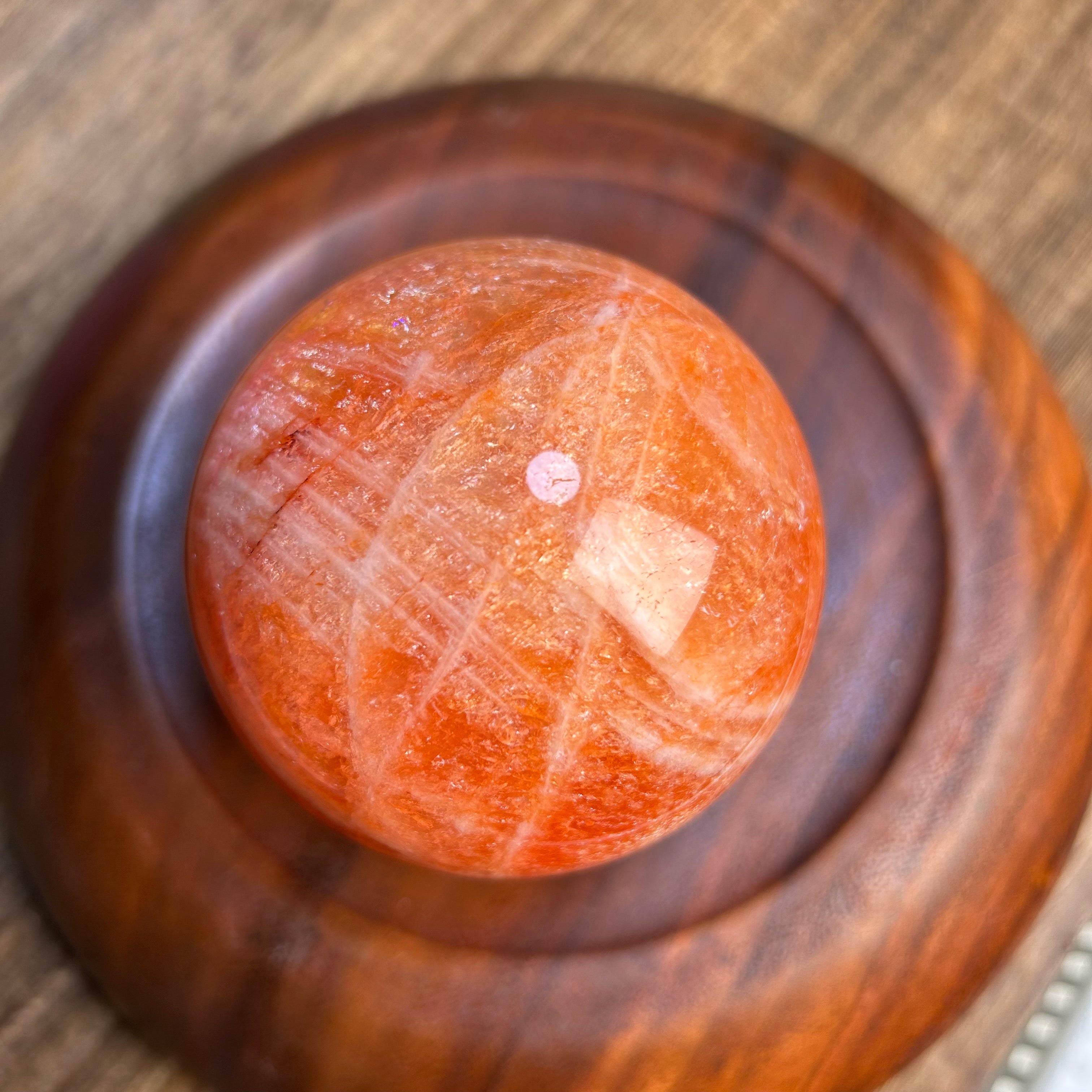 Red fire quartz sphere