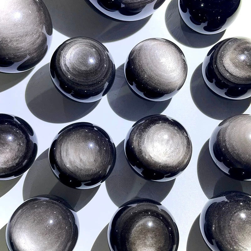Silver-color obsidian sphere