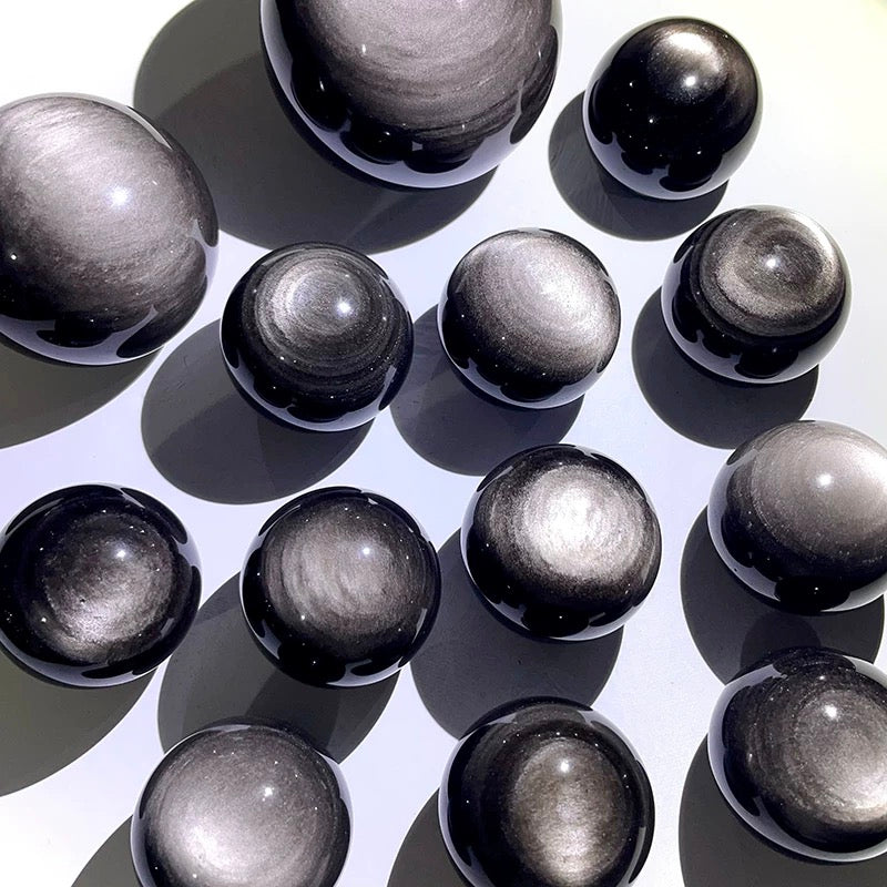 Silver-color obsidian sphere