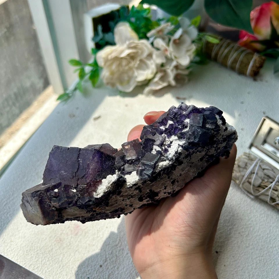 725g Natural purple cubic fluorite Mineral Specimen Display Inner Mongolia