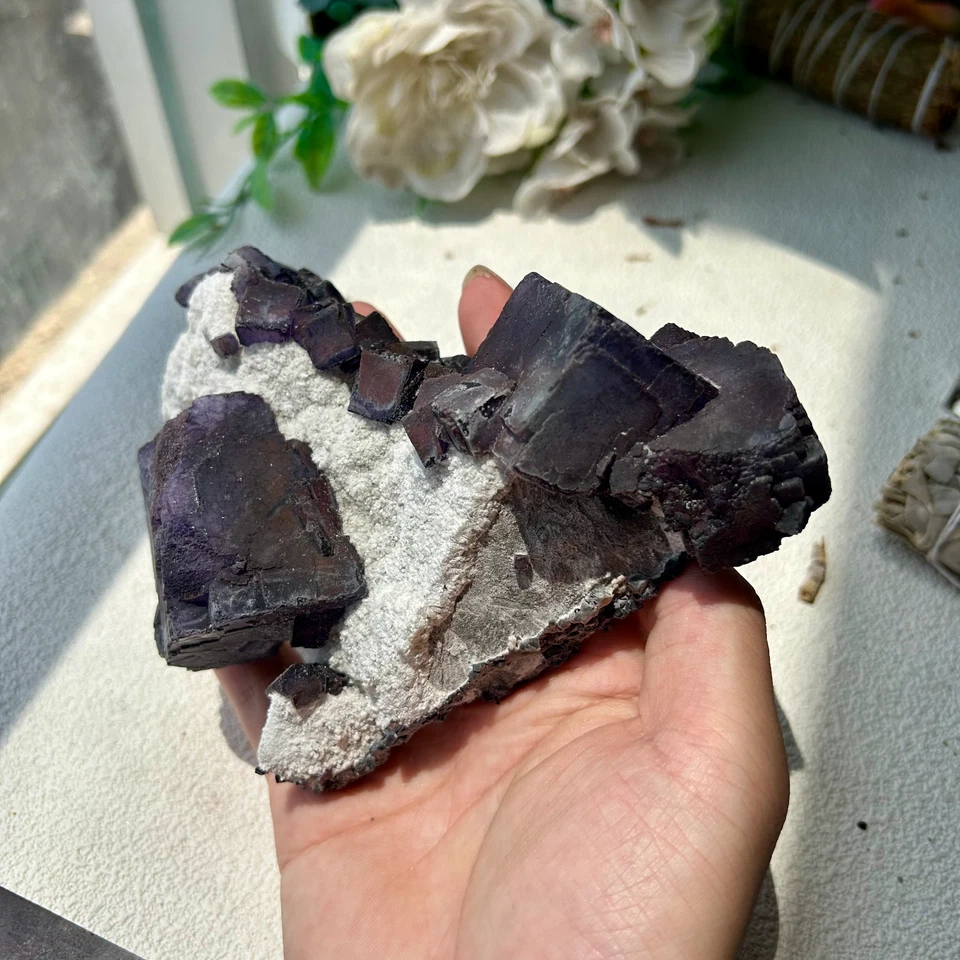 725g Natural purple cubic fluorite Mineral Specimen Display Inner Mongolia