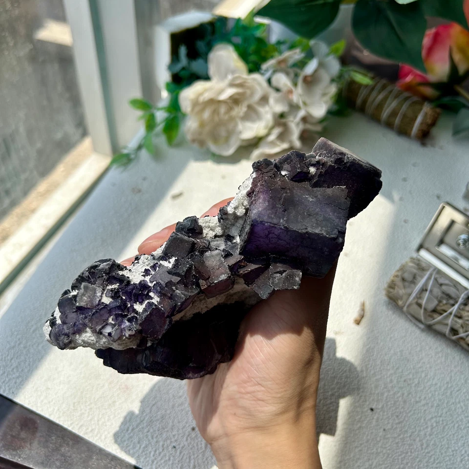 725g Natural purple cubic fluorite Mineral Specimen Display Inner Mongolia