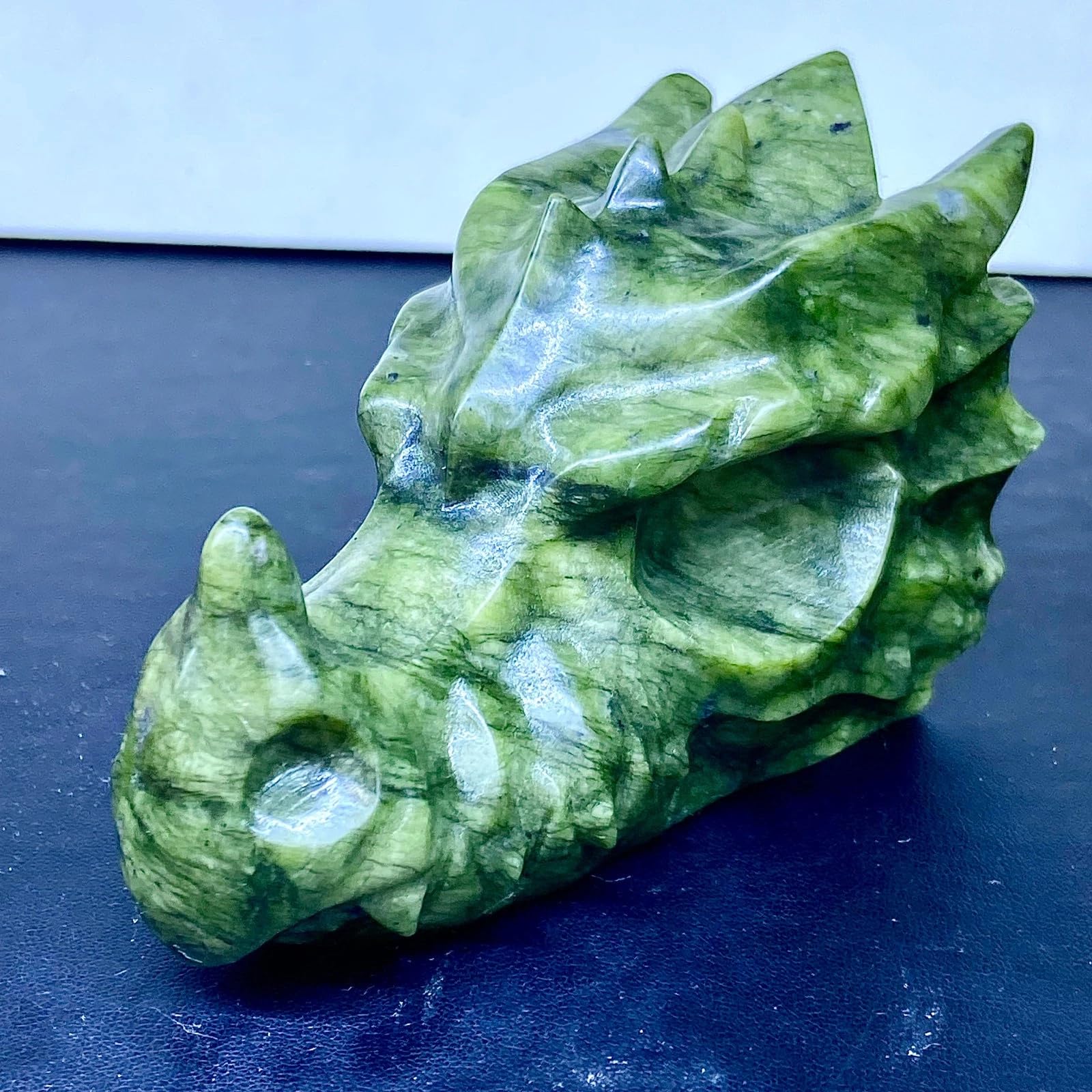 Xiuyan Jade Dragon Head Carving | Hand-Carved Crystal Sculpture ...